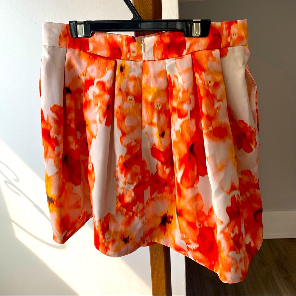 Bardot Orange Floral and White Skirt with pockets Medium Size 8